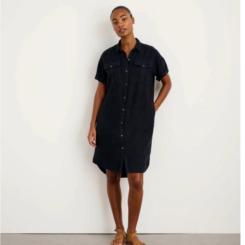 Alex Mill Navy Shirt Dress XL Utility Button Front Minimalist Casual Cotton